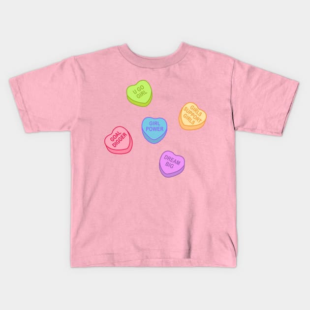 Conversation Hearts - Girl Power - Sticker Pack - Valentines Day Kids T-Shirt by NOSSIKKO